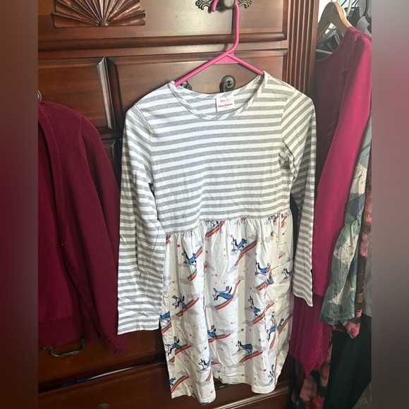 MUST GO Hanna Andersson Striped Unicorn Dress Or Top Long Sleeves Size 12 - Picture 2 of 7